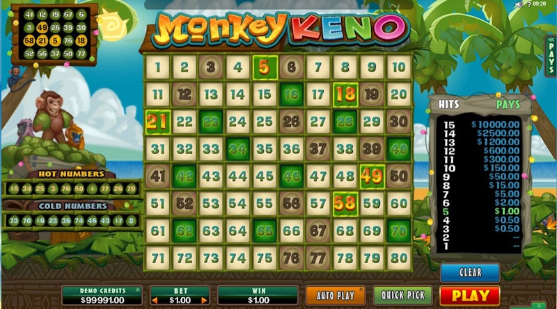 Play Monkey Keno by Microgaming